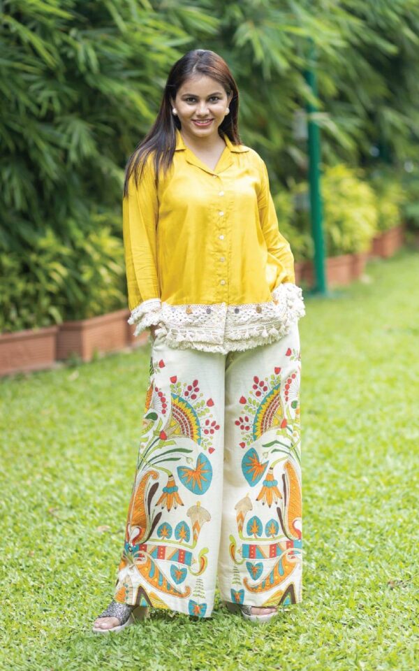 YELLOW TOP & ARMANE PANTS